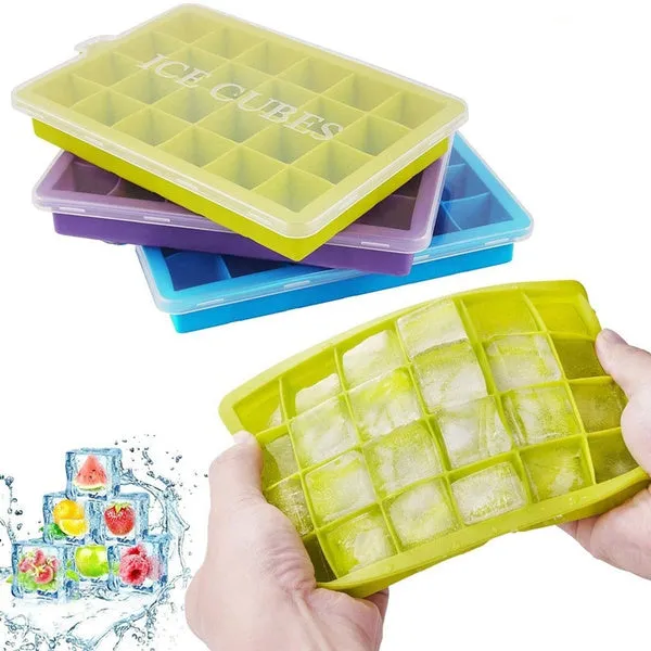 1144  Silicone Ice Cube Trays 24 Cavity Per Ice Tray [Multicolour]