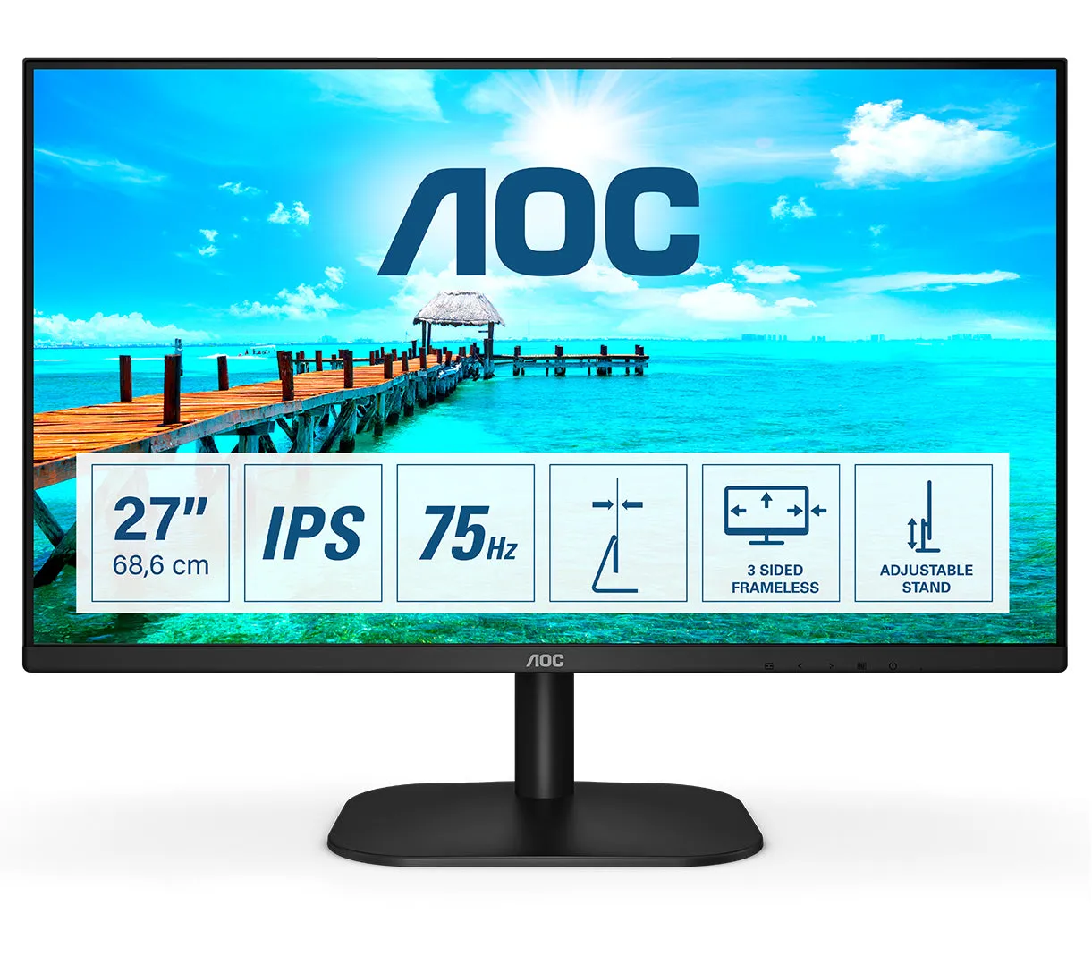 68,6Cm/27'' (1920X1080) Aoc 27B2da 16:9 4Ms Hdmi Vga Dvi Vesa Speaker Full Hd Black