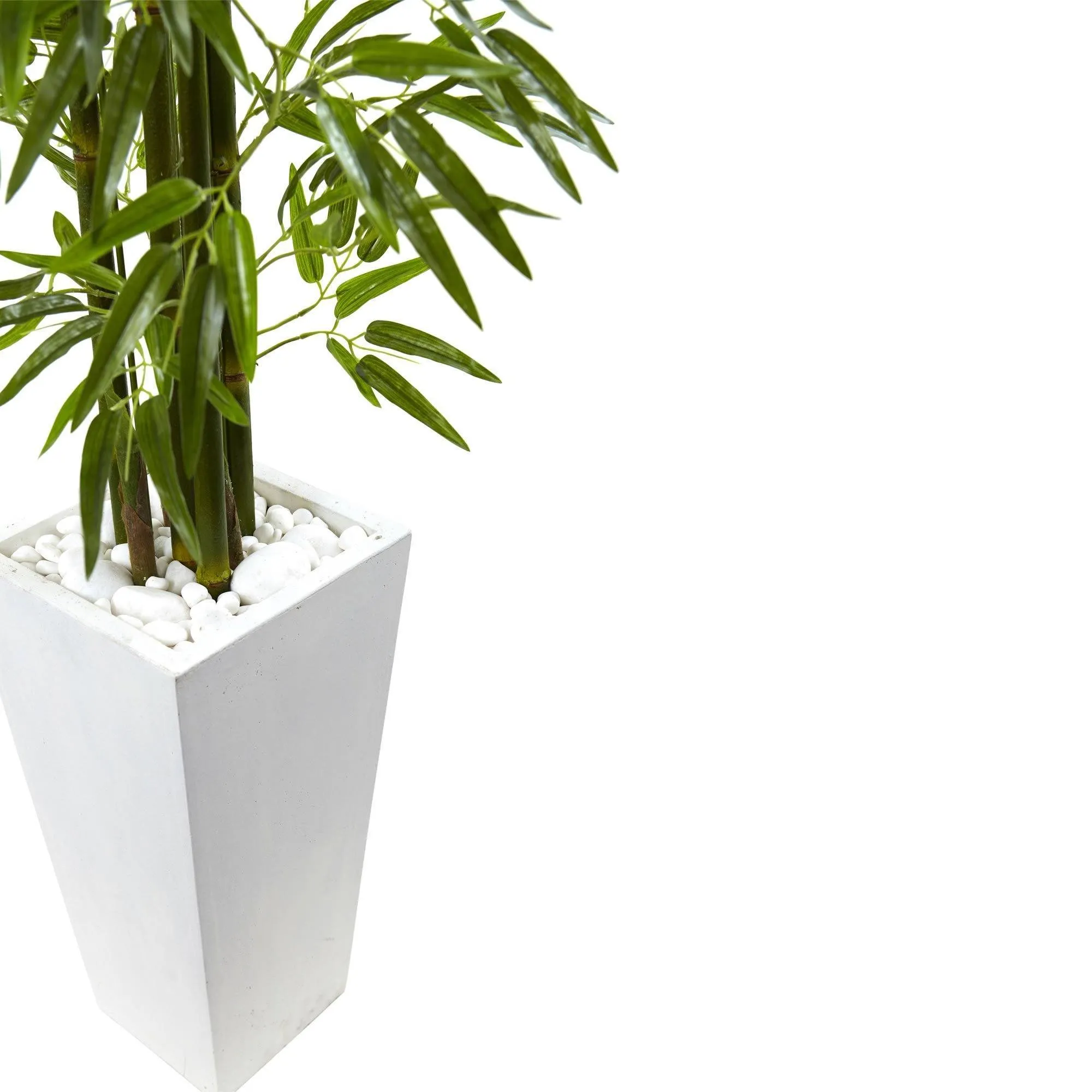 Bamboo Tree with White Planter UV Resistant (Indoor/Outdoor)