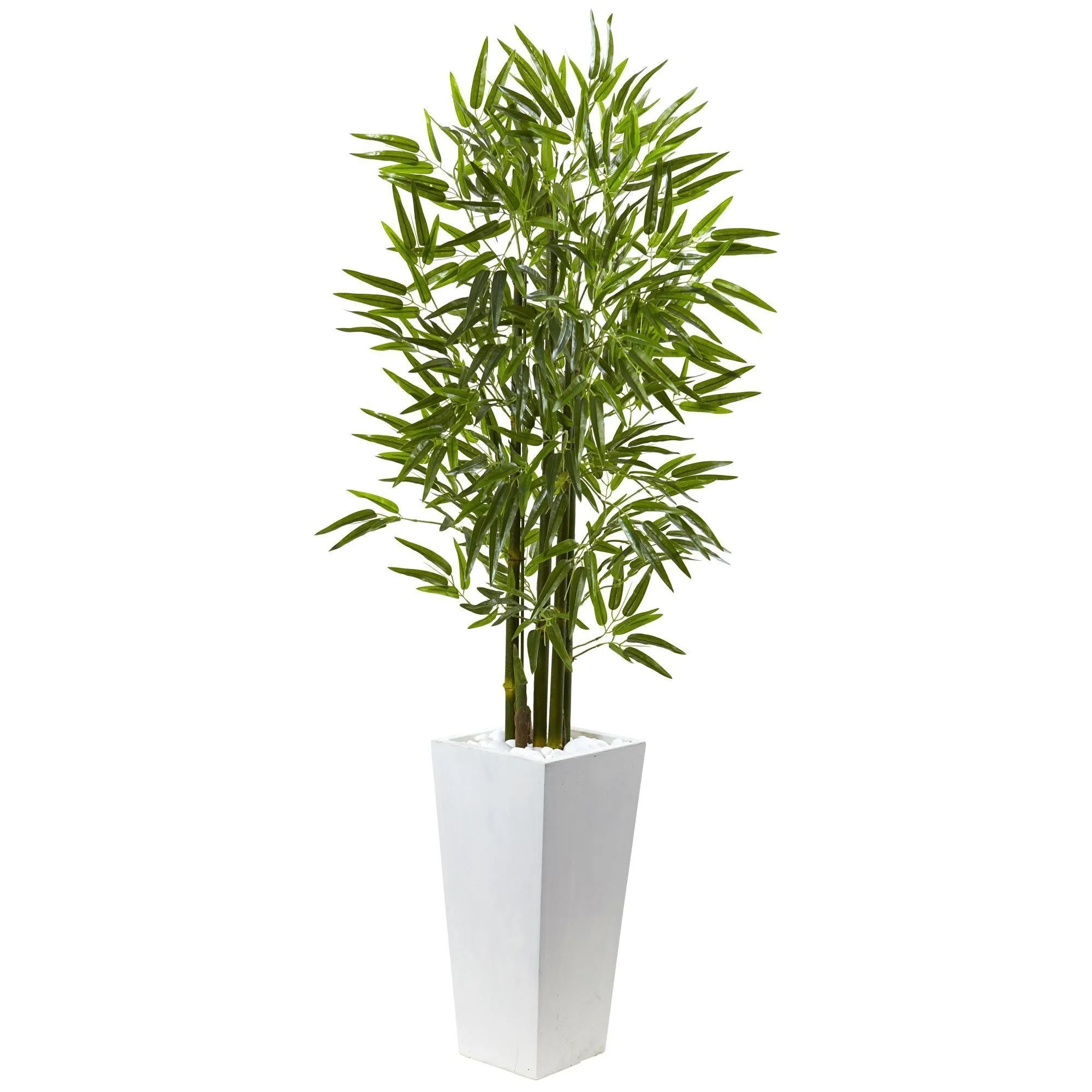 Bamboo Tree with White Planter UV Resistant (Indoor/Outdoor)