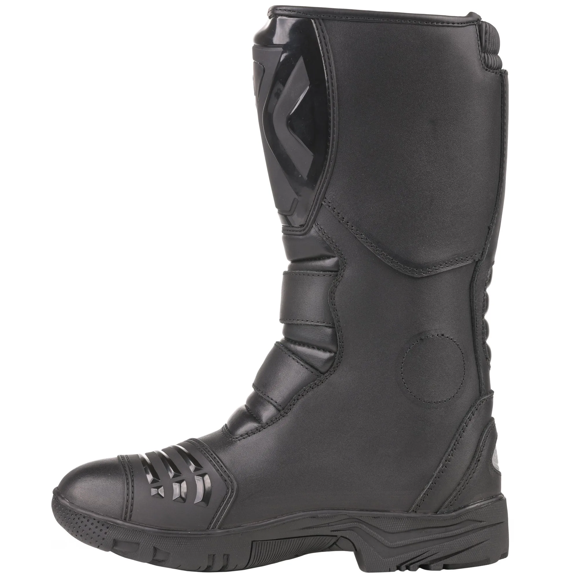 Bikeit Triple Black CE Leather Waterproof Adventure Boots - Black