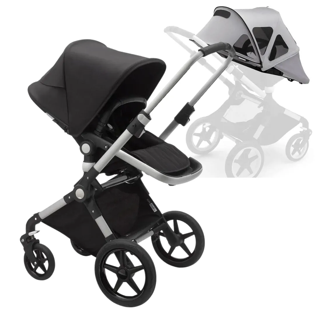 Bugaboo Lynx complete - Black/ Aluminum   Free breezy sun canopy in Misty Grey