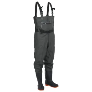 Chest Waders with Boots and Belt Dark Green Size 38