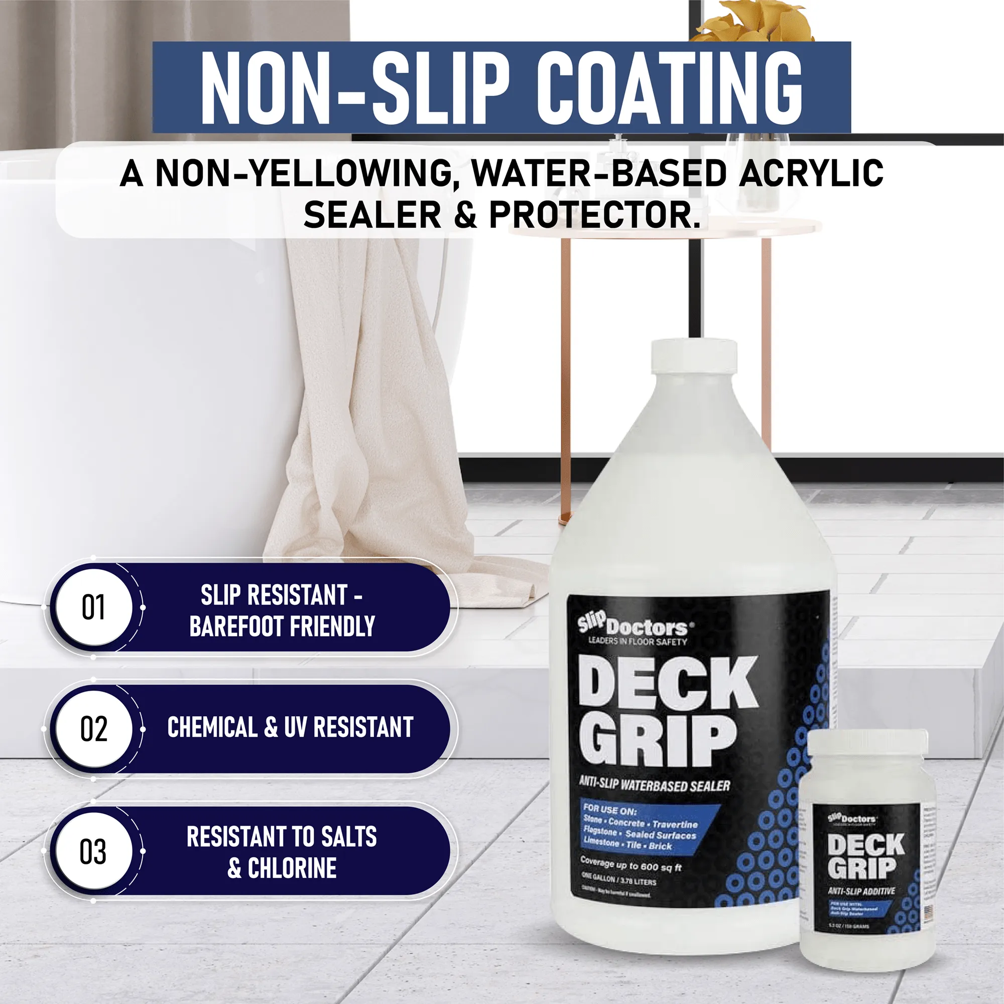 Deck Grip - Clear Indoor & Outdoor Non-Slip Sealer for Concrete