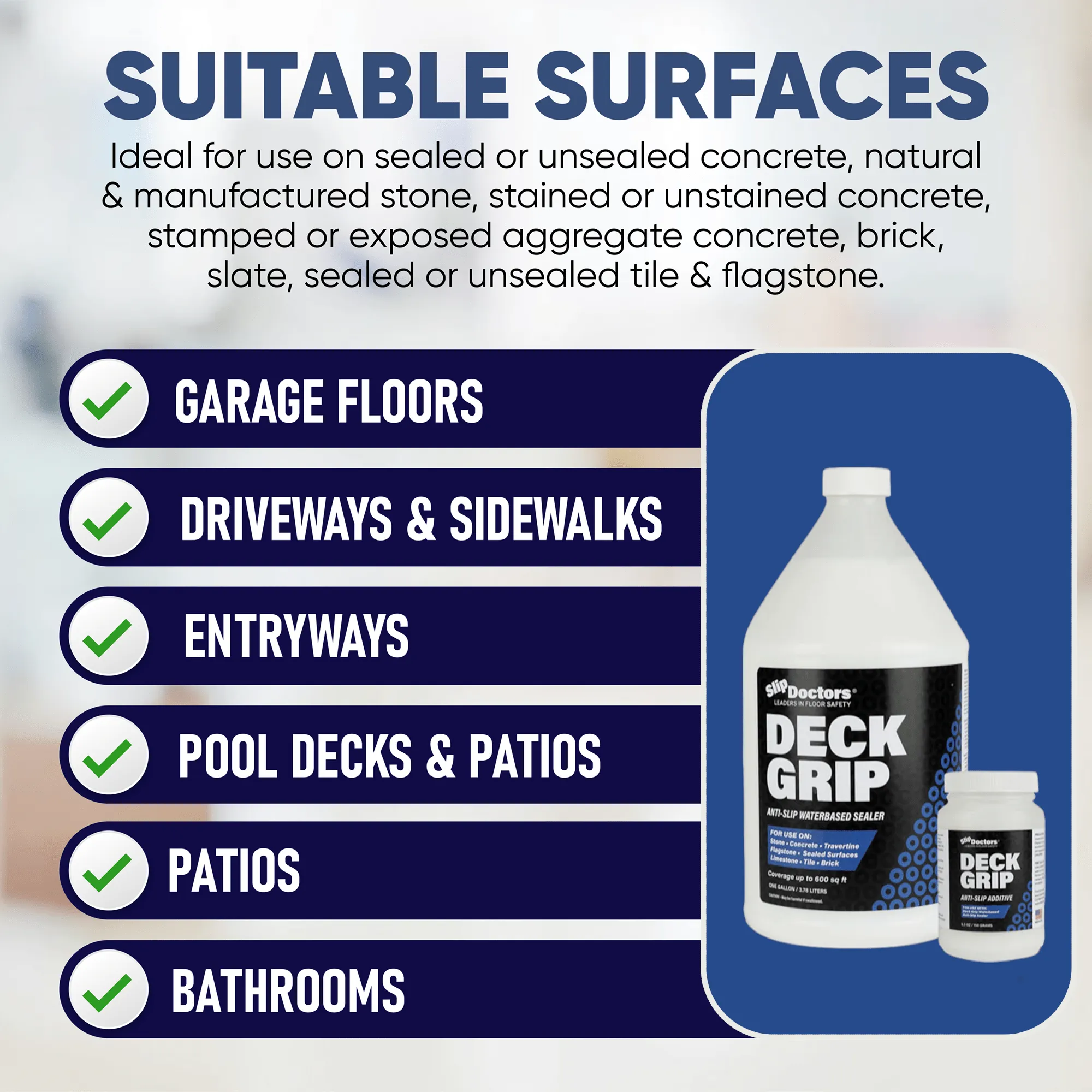 Deck Grip - Clear Indoor & Outdoor Non-Slip Sealer for Concrete