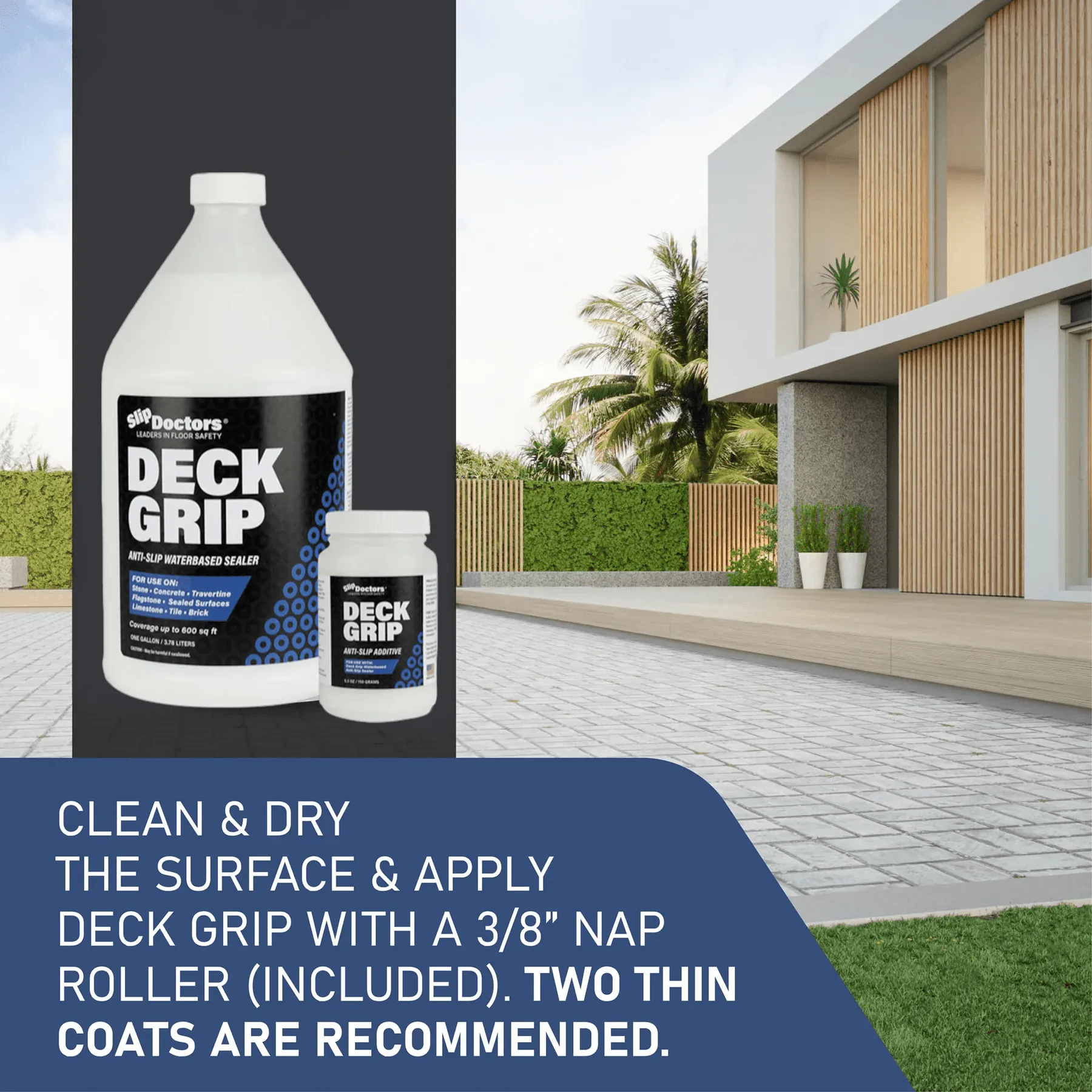 Deck Grip - Clear Indoor & Outdoor Non-Slip Sealer for Concrete