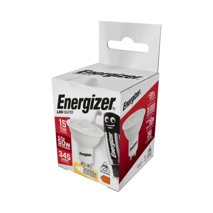 Energizer 4.2W GU10 LED Spotlight - 345lm - 3000K