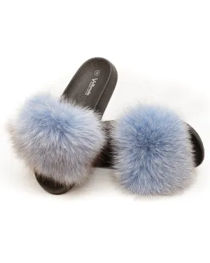 Fox Fur Slides - Powder Blue