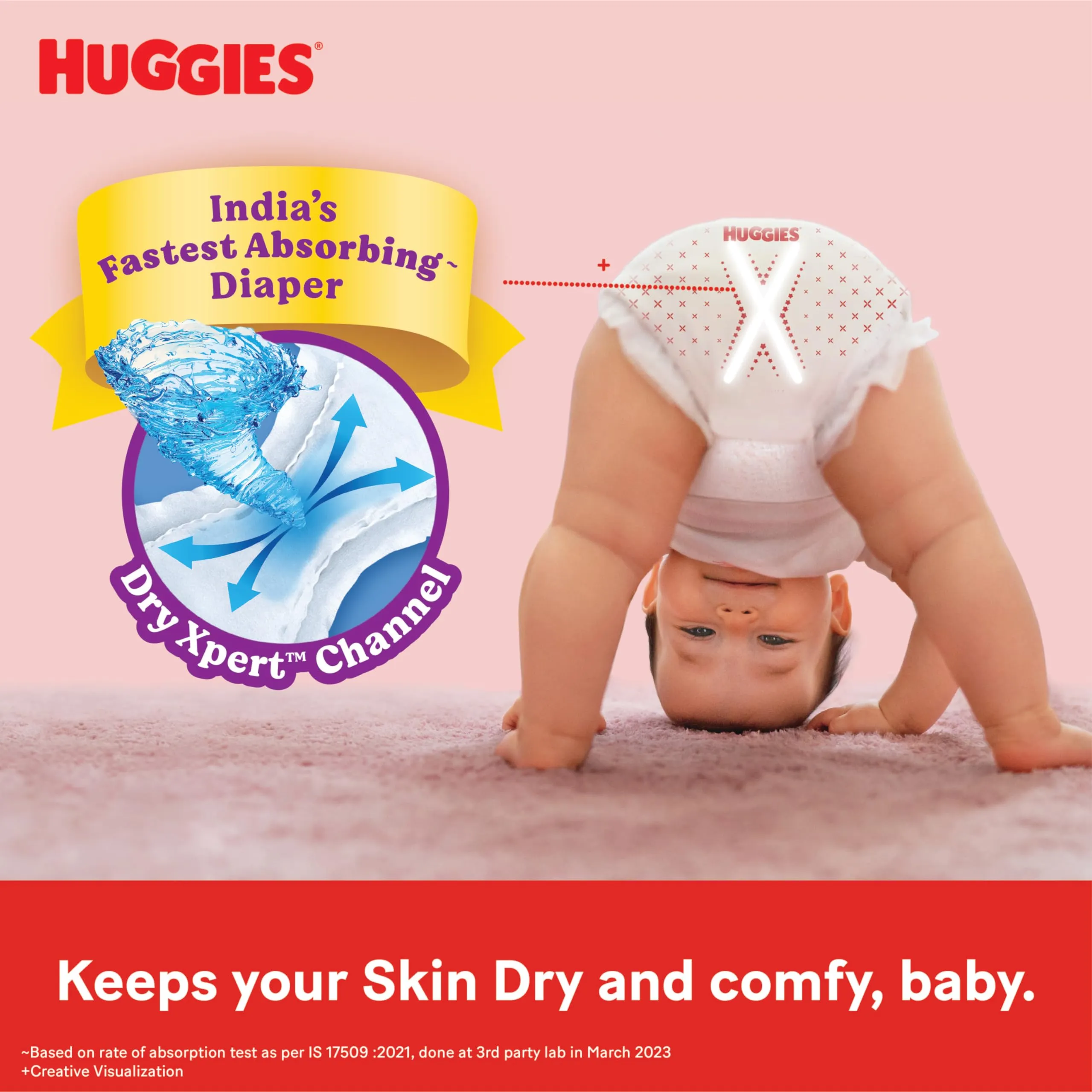 Huggies Complete Comfort Wonder Pants Small (S) Size (4-8 Kgs) Baby Diaper Pants, 172 count| India's Fastest Absorbing Diaper with upto 4x faster absorption | Unique Dry Xpert Channel