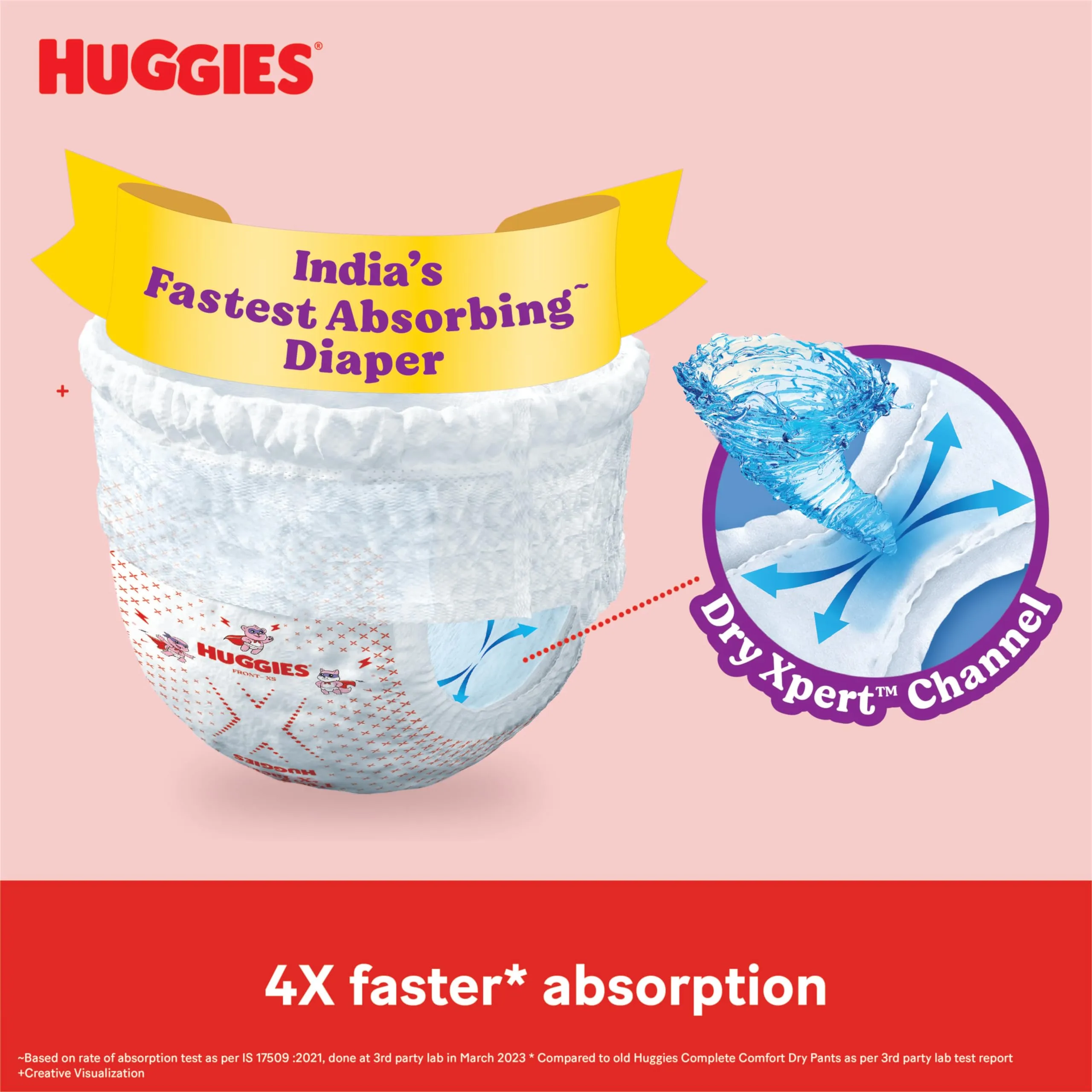 Huggies Complete Comfort Wonder Pants Small (S) Size (4-8 Kgs) Baby Diaper Pants, 172 count| India's Fastest Absorbing Diaper with upto 4x faster absorption | Unique Dry Xpert Channel