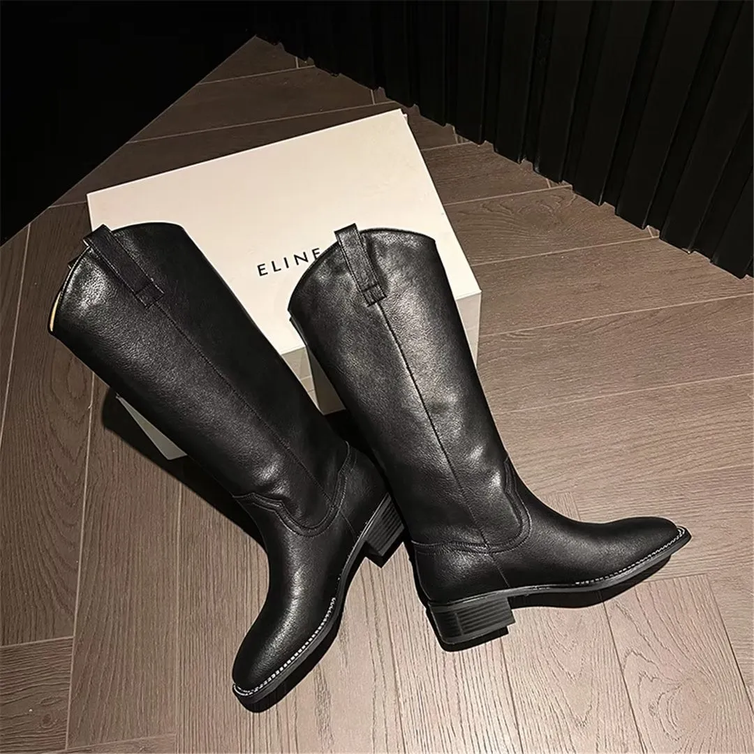 LeatherLush Slip-On Winter Elegance Boots