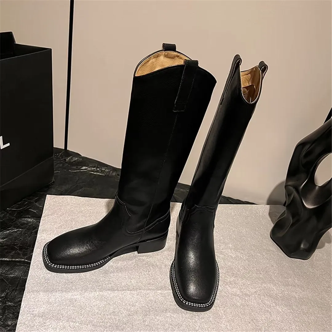 LeatherLush Slip-On Winter Elegance Boots