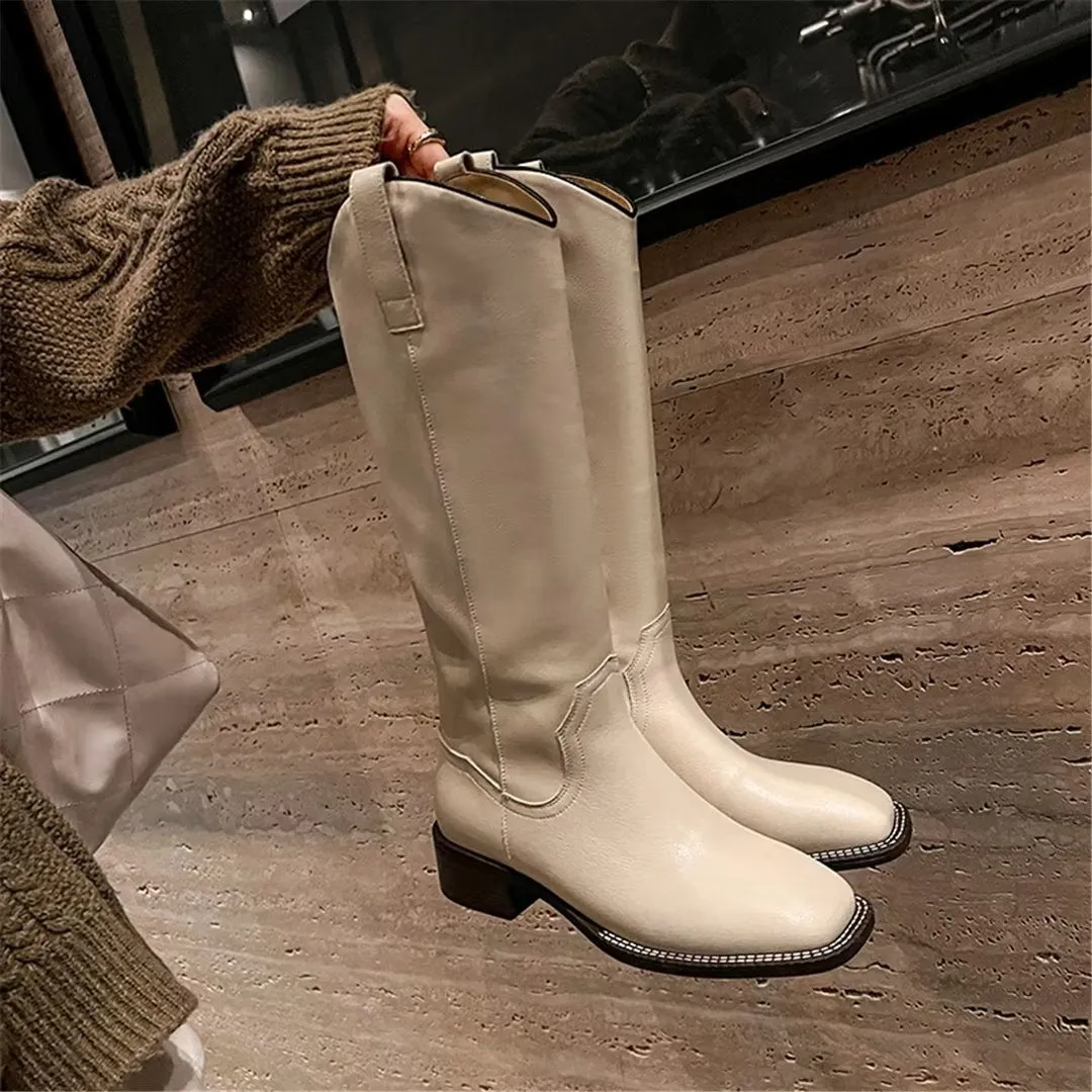 LeatherLush Slip-On Winter Elegance Boots