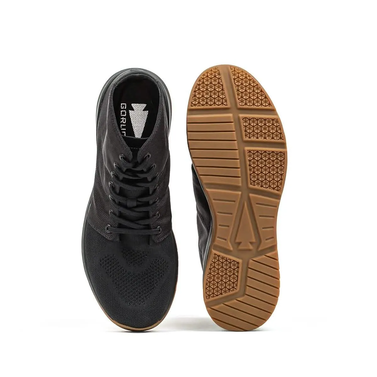 Men's Ballistic Trainers - Mid Top - Black   Gum