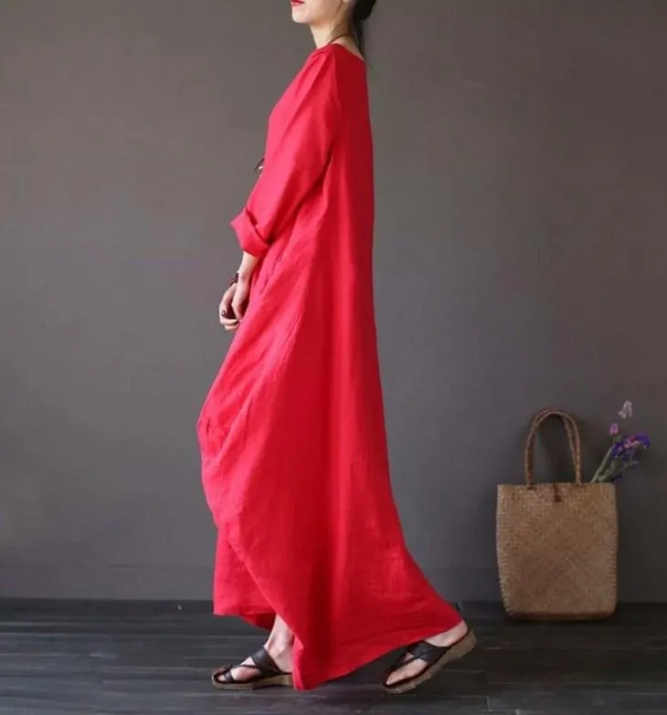 Plus Size Loose Linen Long Cozy Dresses