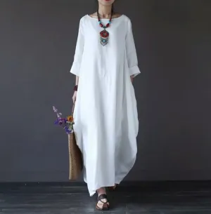 Plus Size Loose Linen Long Cozy Dresses