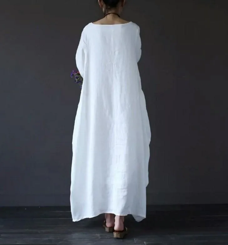 Plus Size Loose Linen Long Cozy Dresses