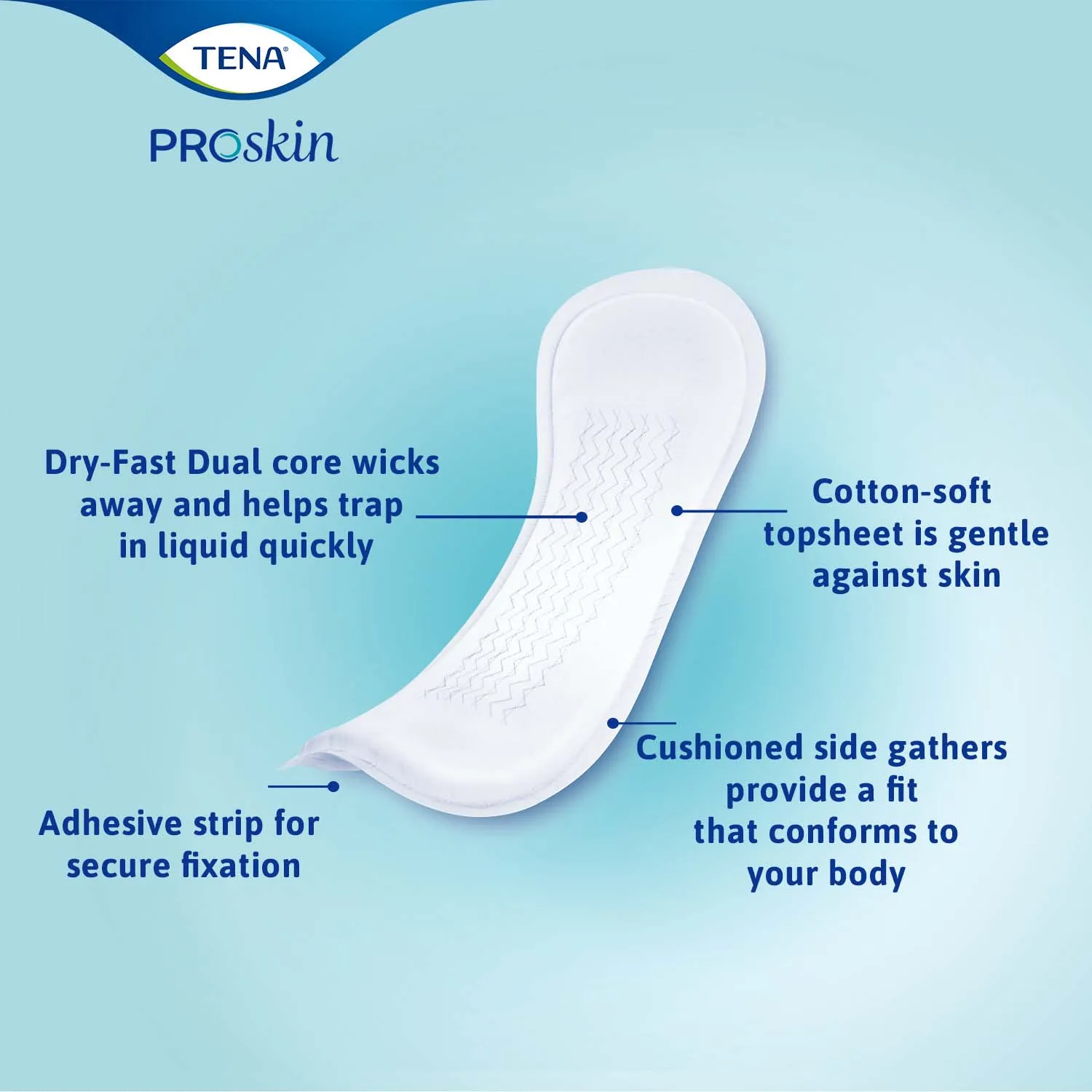 TENA ProSkin Day Light Incontinence Pad 13", Light Absorbency, Unisex