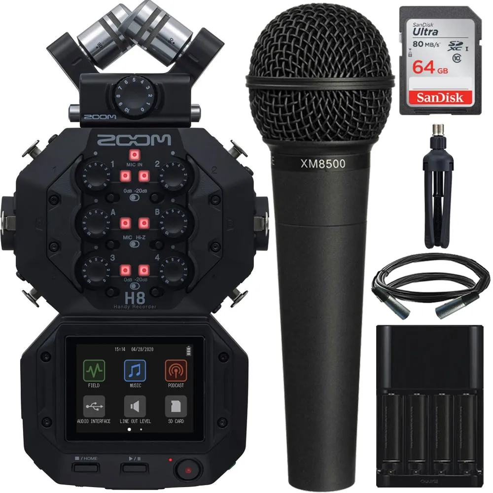 Zoom H8 8-Input / 12-Track Digital Audio Recorder   Behringer XM8500 Microphone Kit